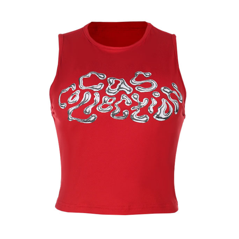 Crewneck letter pattern contrast crop top  | Festival Outfits Women