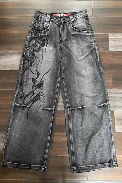 Dark Punk Fashion Loose Fit Pants