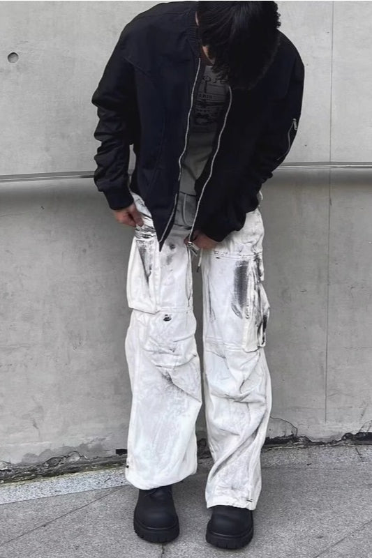 White Tie Dye Floor Length Pants
