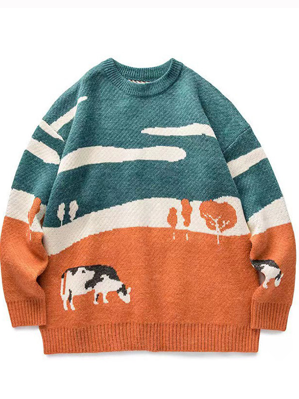 Cow Print Oversized Sweaters