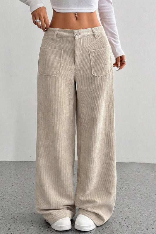 Pockets Wide Leg Knit Pants