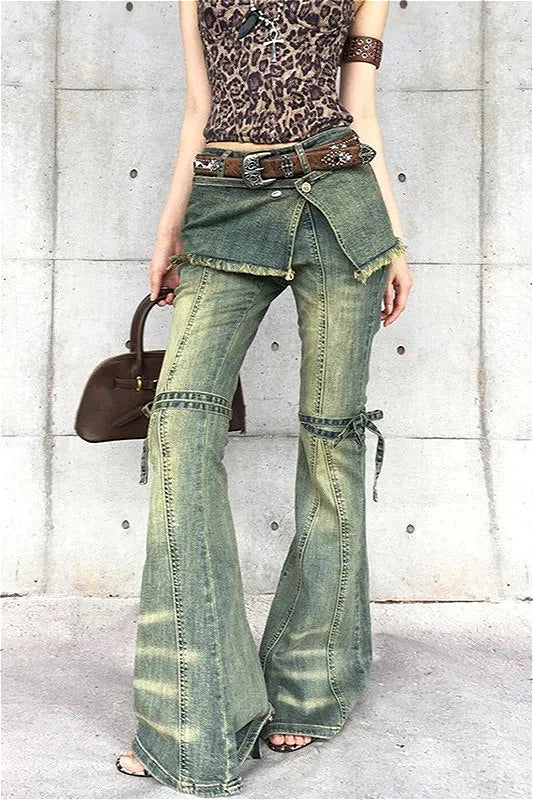 Blue Baggy High Waist Cargo Jeans