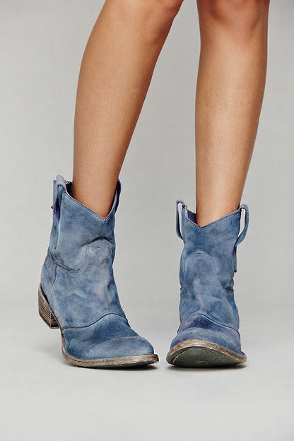 Faux Suede Mid-calf Boots with Low Heels