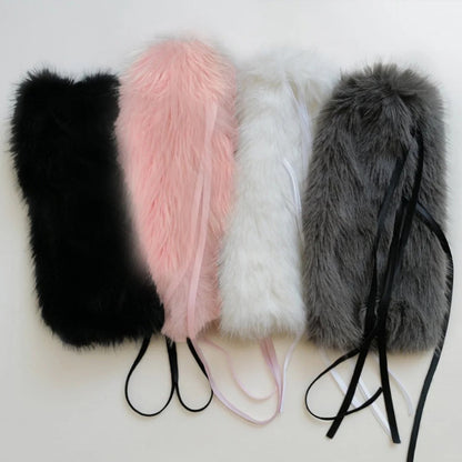 Punk Gothic Bow Imitation Rabbit Fur Thickened Warmers