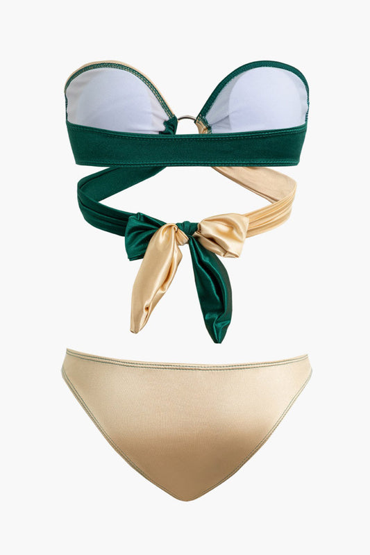 Conjunto de bikini con nudo en contraste 