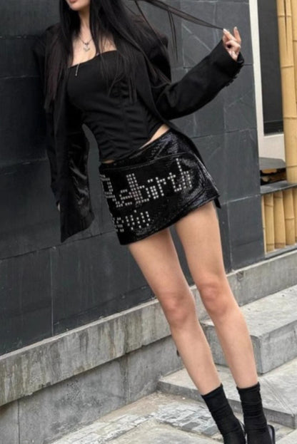 Vintage Punk Rivet Low-Waist Skirt