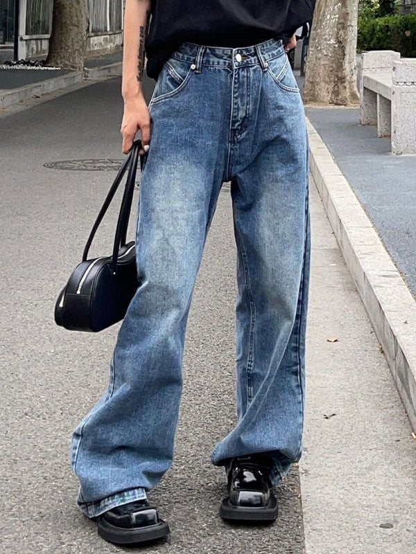 Washed High Waist Baggy Boyfriend Jeans