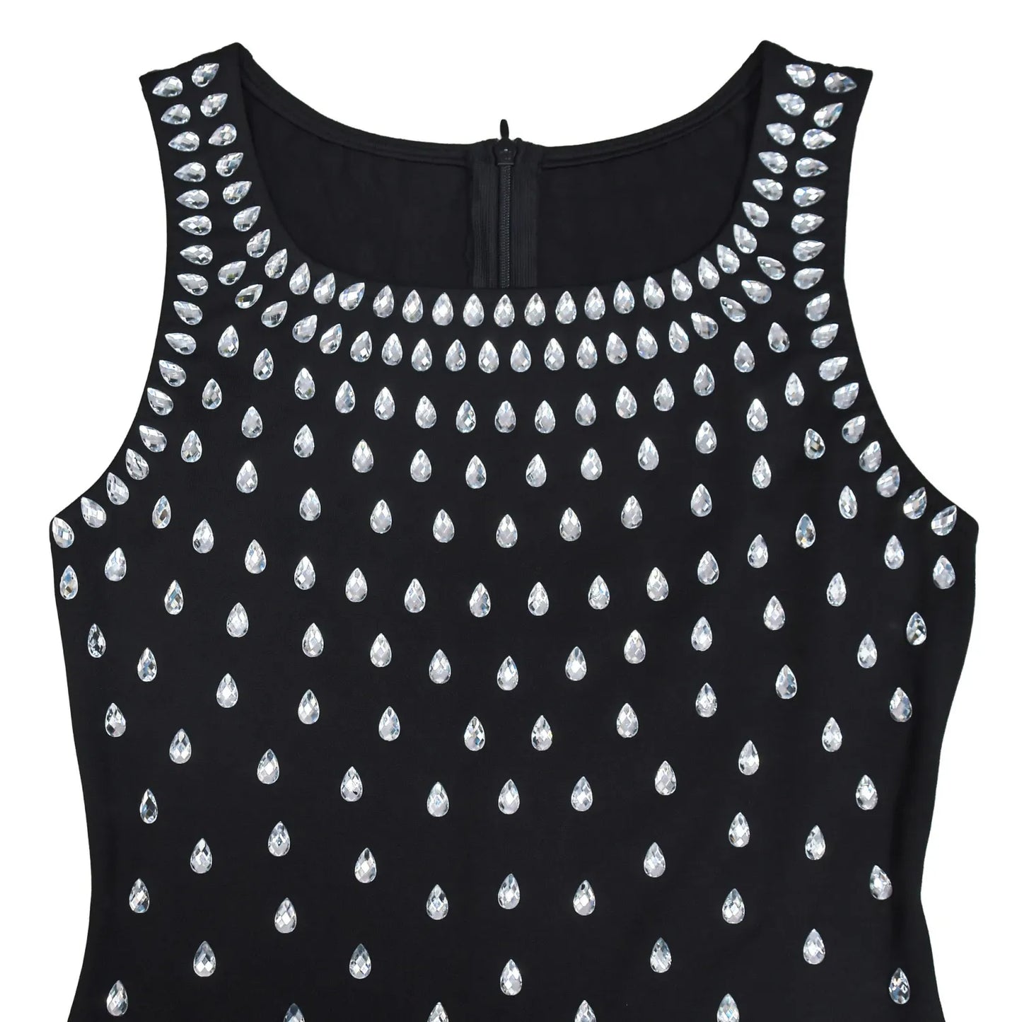 Rhinestone U-Neck Sleeveless Hip Dress