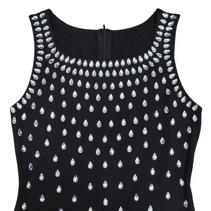 Rhinestone U-Neck Sleeveless Hip Dress
