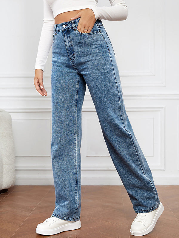 Vintage Wash Elastic Boyfriend Jeans