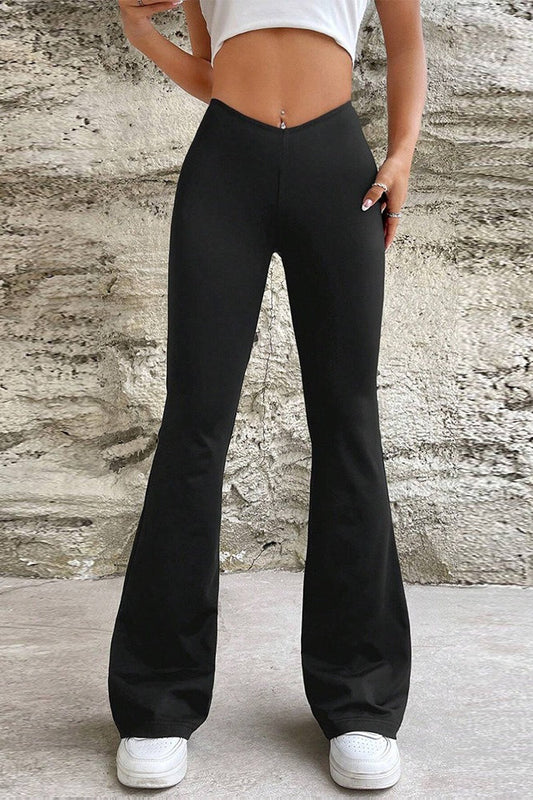 Micro Flare V Waist Slim Casual Sporty Pants