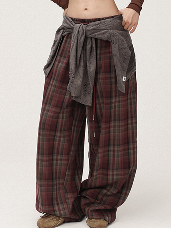 Plaid Baggy Parachute Cargo Pants