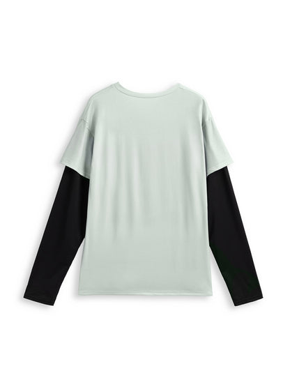 Gothic Cross Print 2 In 1 Long Sleeve Tee