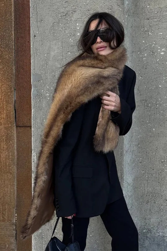 Fluffy Faux Fur With Pockets Luxury Women’s Winter Scarf