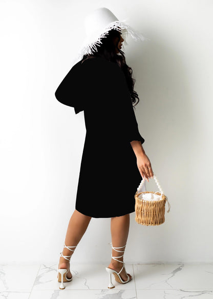 Women Clothing Casual Button Blouse Collar Dress without Belt