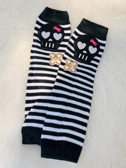 Gothic Punk Striped Fingerless Gloves