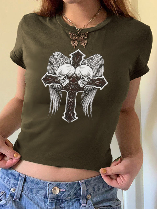 Vintage Wings Cross Hand Printed Tee