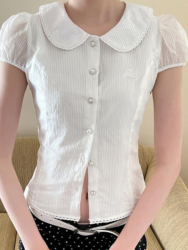 Bubble Sleeves Short Sleeves Shirts