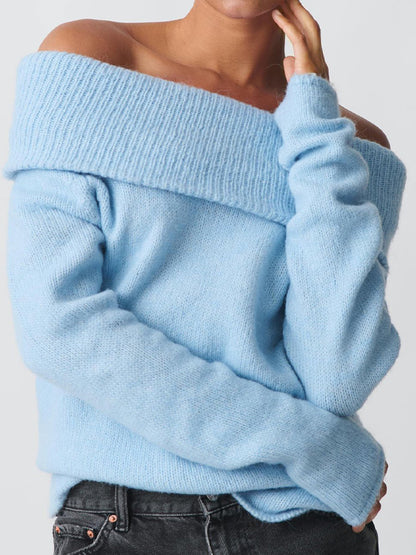 Solid Color Off Shoulder Oversized Sweaters