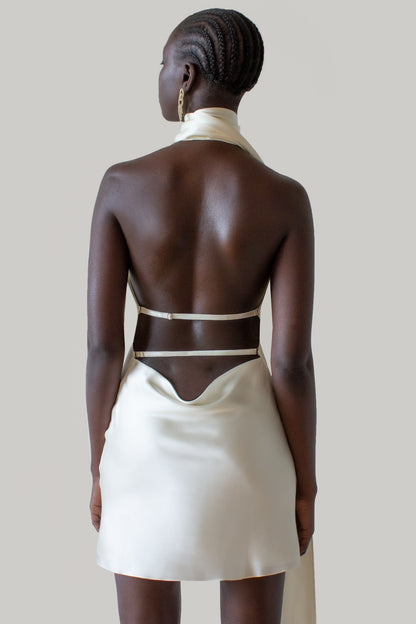 Sleeveless One-Shoulder Mini Dress