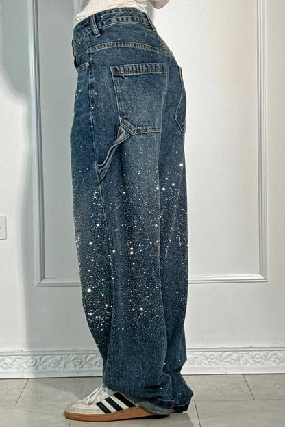 Jeans de mezclilla con brillo de carpintero con globos