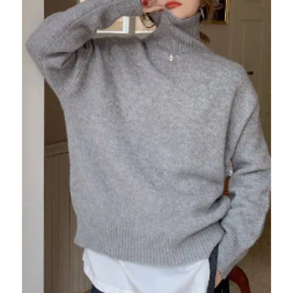 Jersey de punto holgado y suave con cuello alto para mujer | Ideal para otoño/invierno