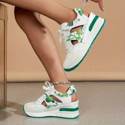 Women’s Stylish Floral Platform Sneakers with Cutout Design | Ideal for All Seasons