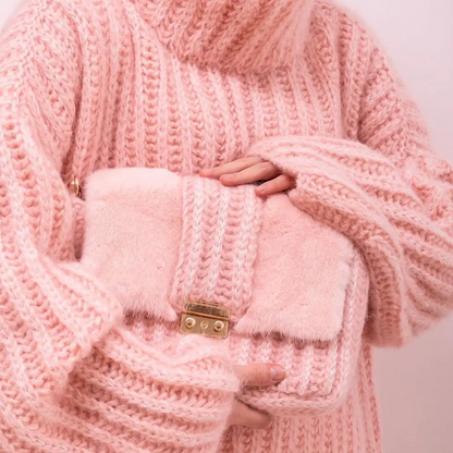 Jersey de cuello alto suave para mujer con estampado calado | Ideal para otoño/invierno