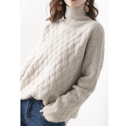 Jersey de punto grueso y moderno para mujer con estampado en zigzag | Ideal para otoño/invierno