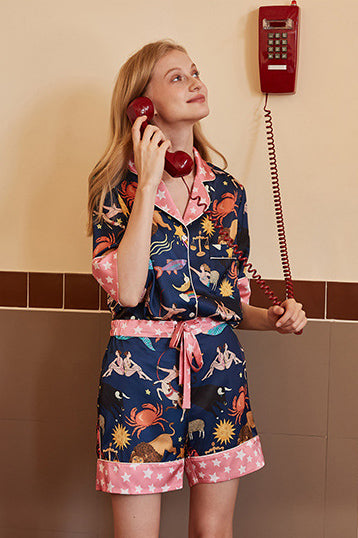 Conjunto de pijama con pantalones cortos Blue Constellation