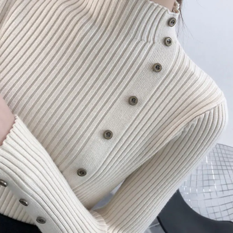 Jersey informal de punto de cuello alto para mujer | Ideal para otoño/invierno