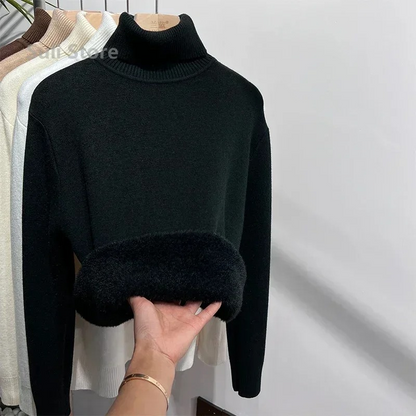 Jersey de cuello alto de polar suave para mujer | Ideal para otoño/invierno