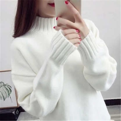 Jersey de cuello alto para mujer con mangas acanaladas | Ideal para otoño/invierno