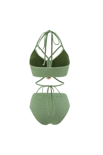 Conjunto de bikini bohemio verde salvia para mujer