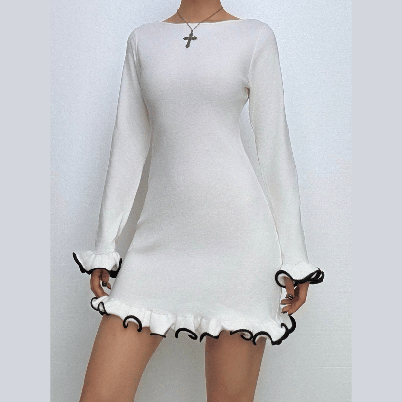 Long sleeve ruffle mini dress  | Festival Outfits Women