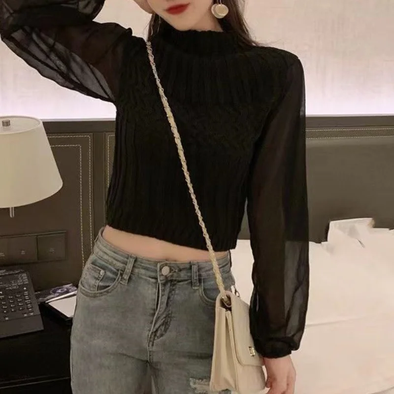 Chaleco de punto moderno para mujer con mangas transparentes | Ideal para otoño/invierno
