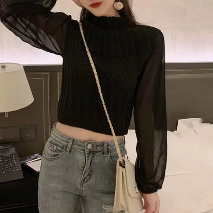 Chaleco de punto moderno para mujer con mangas transparentes | Ideal para otoño/invierno