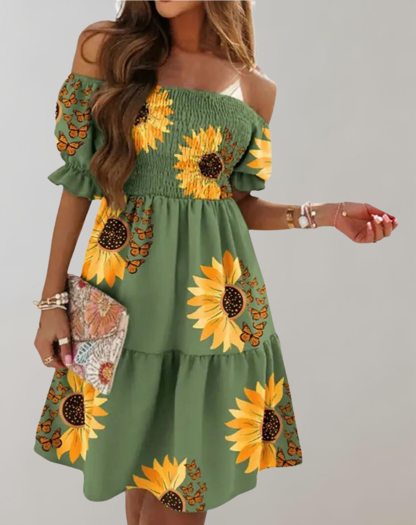 Women's White Beach Dress with Slash Neck Design for Summer