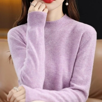 Jersey informal de cuello alto con estampado de cuadros para mujer | Ideal para otoño/invierno