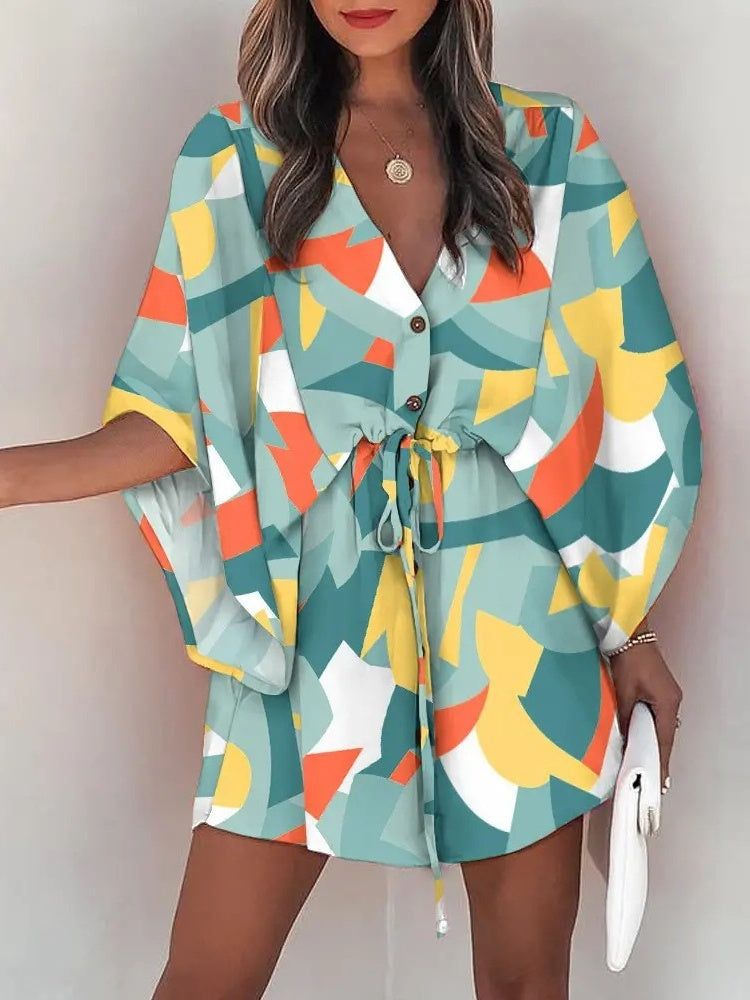 V-neck Tie For A Casual Vacation Look Mini&Short Dresses