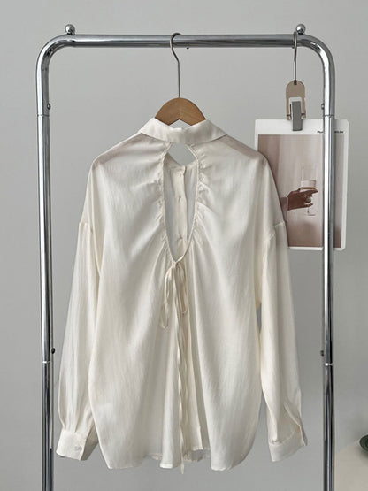 Olivia Loose Lapel Hollowed Back Slit Shirt