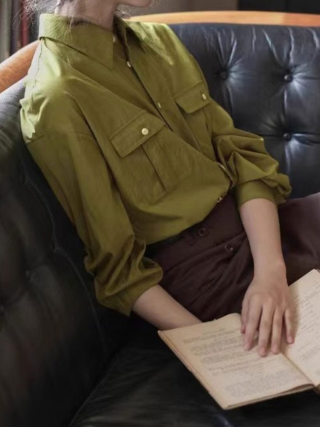 Isabella Vintage Lapel Pleated Shirt