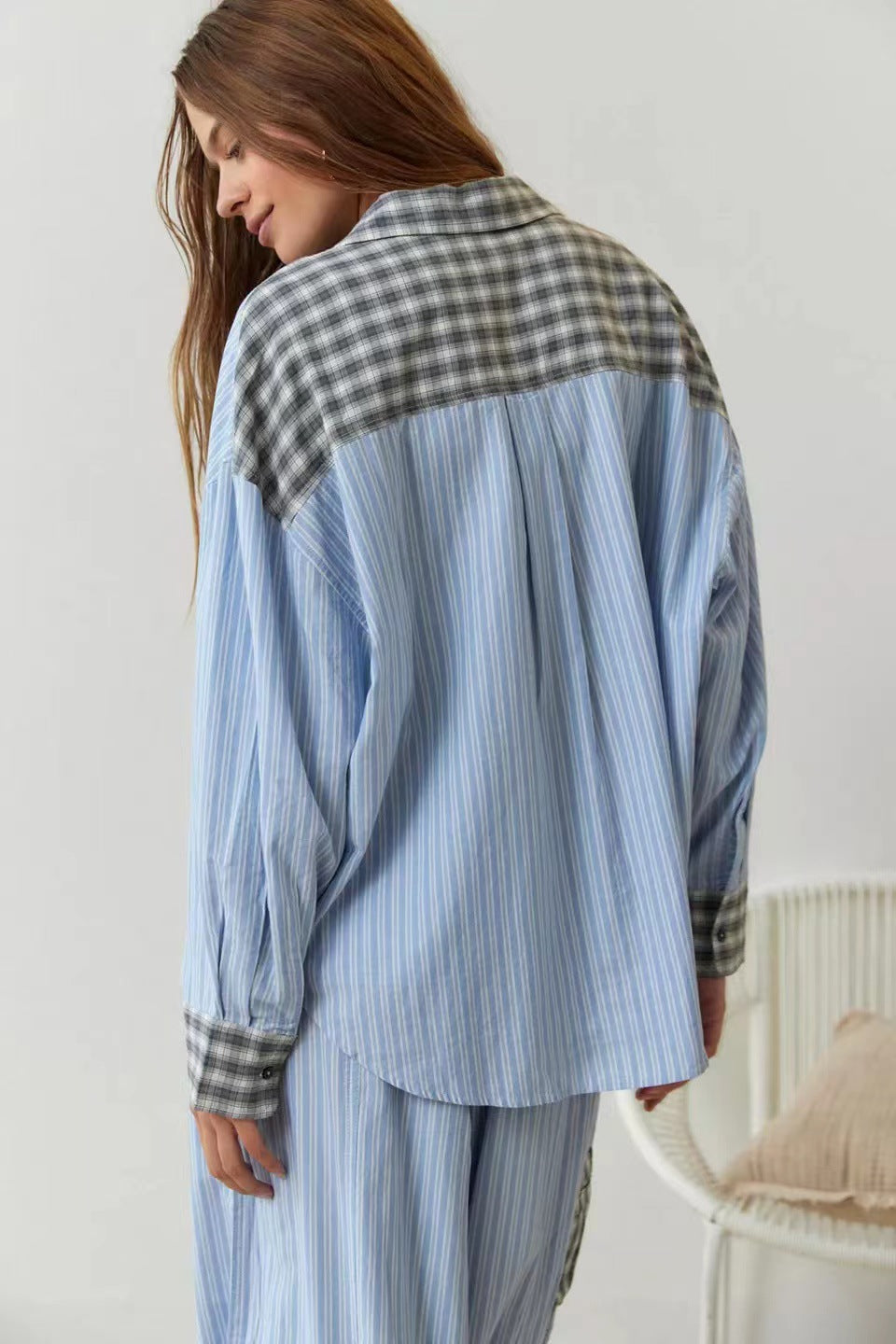 Conjunto de pijama azul cielo con empalme suelto