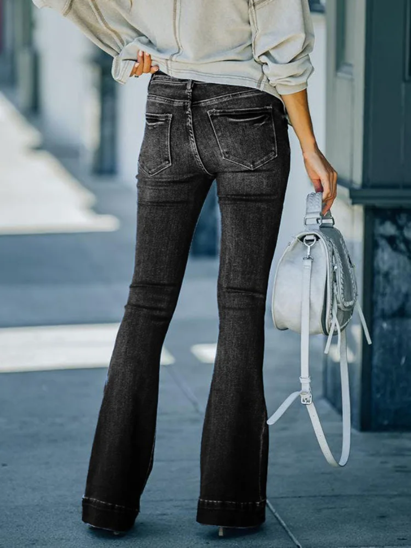 Women's Slim Fit High Waisted Denim Flared Pants | Great for Everyday Wear