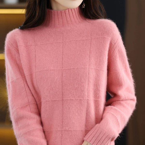 Jersey de cuello alto de punto trenzado holgado para mujer | Ideal para otoño/invierno