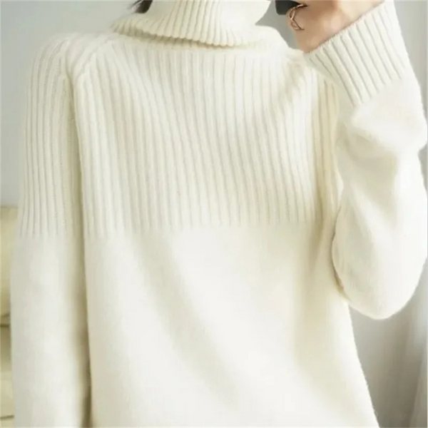Jersey informal de cuello alto para mujer con estampado texturizado | Ideal para otoño/invierno