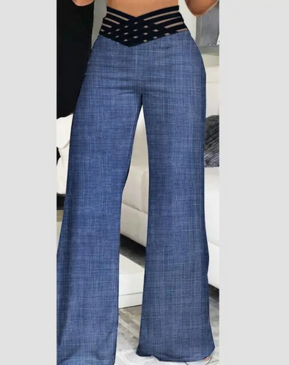 Women's Office Style High Waisted Wide Leg Flared Trousers | Ideal for All Seasons