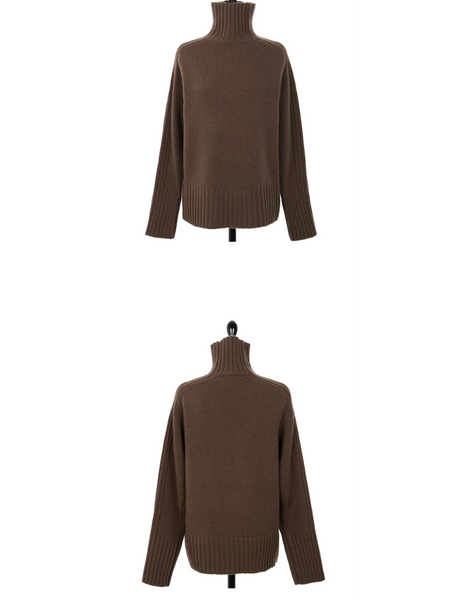 Jersey de cuello alto acanalado extragrande para mujer | Ideal para otoño/invierno