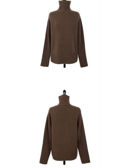Jersey de cuello alto acanalado extragrande para mujer | Ideal para otoño/invierno
