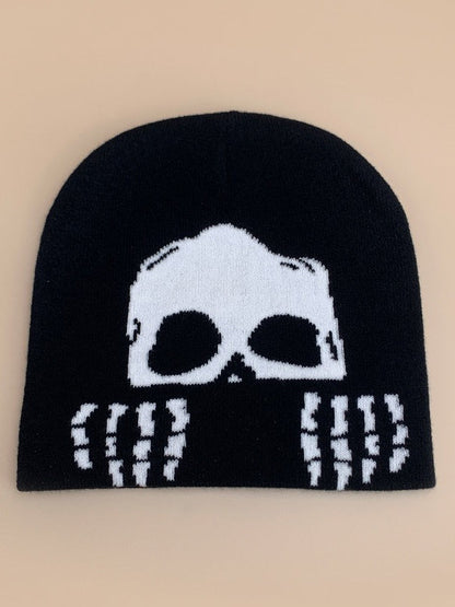 Warm Punk Skull Slouchy Hat